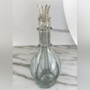Vintage French Glass (4) Chamber Fait Main Liquor Decanter - Midcentury Modern